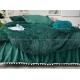 Lenjerie pat super pufoasa COCOLINO Fluffy cu ciucuri, 6 piese, VERDE INCHIS