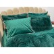 Lenjerie pat super pufoasa COCOLINO Fluffy cu ciucuri, 6 piese, VERDE INCHIS