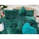 Lenjerie pat super pufoasa COCOLINO Fluffy cu ciucuri, 6 piese, VERDE INCHIS