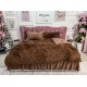 Lenjerie pat super pufoasa COCOLINO Fluffy cu ciucuri, 6 piese, MARO