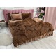 Lenjerie pat super pufoasa COCOLINO Fluffy cu ciucuri, 6 piese, MARO