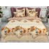 Lenjerie pat dublu, Finet, 6 piese, Bej, flori [2]
