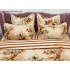 Lenjerie pat dublu, Finet, 6 piese, Bej, flori [4]