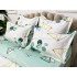 Lenjerie pat dublu, Finet, 6 piese, Alb-Verde, frunze [6]