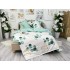 Lenjerie pat dublu, Finet, 6 piese, Alb-Verde, frunze [8]