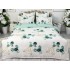 Lenjerie pat dublu, Finet, 6 piese, Alb-Verde, frunze [2]
