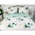 Lenjerie pat dublu, Finet, 6 piese, Alb-Verde, frunze [3]