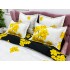 Lenjerie pat dublu, Finet, 6 piese, Galben, flori [6]
