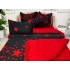 Lenjerie pat dublu, Finet, 6 piese, Negru-Rosu, stelute [7]