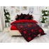 Lenjerie pat dublu, Finet, 6 piese, Negru-Rosu, stelute [9]