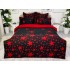 Lenjerie pat dublu, Finet, 6 piese, Negru-Rosu, stelute [2]