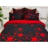 Lenjerie pat dublu, Finet, 6 piese, Negru-Rosu, stelute [3]