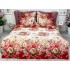 Lenjerie pat dublu, Finet, 6 piese, Bej-Rosu, flori [2]