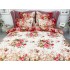 Lenjerie pat dublu, Finet, 6 piese, Bej-Rosu, flori [3]