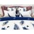 Lenjerie pat dublu, Finet, 6 piese, Albastru, pene, fluturi [4]