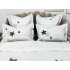 Lenjerie pat dublu, Finet, 6 piese, Alb-Gri, stelute [4]