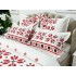 Lenjerie pat dublu, Finet, 6 piese, Alb-Rosu, model traditional [6]