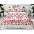 Lenjerie pat dublu, Finet, 6 piese, Alb-Rosu, model traditional [2]