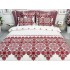 Lenjerie pat dublu, Finet, 6 piese, Alb-Rosu, model traditional [3]