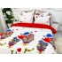 Lenjerie pat dublu, Finet, 6 piese, Alb-Rosu, bufnite [7]