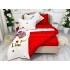 Lenjerie pat dublu cu ELASTIC, Finet, 6 piese, Rosu, bufnite [8]