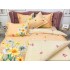 Lenjerie pat dublu cu ELASTIC, Finet, 6 piese, Bej, flori [7]