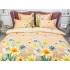 Lenjerie pat dublu cu ELASTIC, Finet, 6 piese, Bej, flori [3]