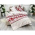 Lenjerie pat dublu cu ELASTIC, Finet, 6 piese, Alb-Rosu, model traditional [9]