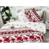 Lenjerie pat dublu cu ELASTIC, Finet, 6 piese, Alb-Rosu, model traditional [8]