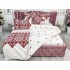 Lenjerie pat dublu cu ELASTIC, Finet, 6 piese, Alb-Rosu, model traditional [8]