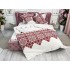 Lenjerie pat dublu cu ELASTIC, Finet, 6 piese, Alb-Rosu, model traditional [9]