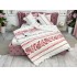 Lenjerie pat dublu cu ELASTIC, Finet, 6 piese, Alb-Rosu, model traditional [8]