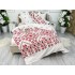 Lenjerie pat dublu cu ELASTIC, Finet, 6 piese, Alb-Rosu, model traditional [8]