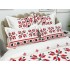 Lenjerie pat dublu cu ELASTIC, Finet, 6 piese, Alb-Rosu, model traditional [5]