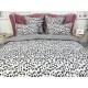 Lenjerie pat dublu, BUMBAC FINET, 6 piese, Jojo Home, Alb-Gri-Negru, animal print