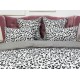 Lenjerie pat dublu, BUMBAC FINET, 6 piese, Jojo Home, Alb-Gri-Negru, animal print