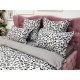 Lenjerie pat dublu, BUMBAC FINET, 6 piese, Jojo Home, Alb-Gri-Negru, animal print