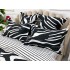 Lenjerie pat dublu,  FINET, 6 piese, cu ELASTIC, Jojo Home, Alb-Negru, animal print [6]