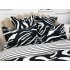 Lenjerie pat dublu,  FINET, 6 piese, cu ELASTIC, Jojo Home, Alb-Negru, animal print [5]