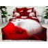 Lenjerie pat dublu,  FINET, Imprimeu Digital - Identic cu poza, 6 piese, Jojo Home, Rosu-Alb, pisicuta [2]