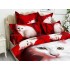 Lenjerie pat dublu,  FINET, Imprimeu Digital - Identic cu poza, 6 piese, Jojo Home, Rosu-Alb, pisicuta [5]
