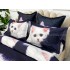 Lenjerie pat dublu,  FINET, Imprimeu Digital - Identic cu poza, 6 piese, Jojo Home, Bleumarin-Alb, pisicuta [6]