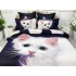 Lenjerie pat dublu,  FINET, Imprimeu Digital - Identic cu poza, 6 piese, Jojo Home, Bleumarin-Alb, pisicuta [3]