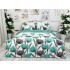 Lenjerie pat dublu,  FINET, 6 piese, Jojo Home, Alb-Verde Aqua, lalele [2]