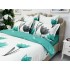 Lenjerie pat dublu,  FINET, 6 piese, Jojo Home, Alb-Verde Aqua, lalele [6]