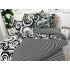 Lenjerie pat dublu,  FINET, 6 piese, Jojo Home, Alb-Negru, model abstract [7]