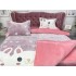 Lenjerie pat dublu, Super Pufoasa COCOLINO,cu ELASTIC, 4 piese, Jojo Home, Roz-Multicolor, iepurasi [7]