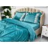Lenjerie pat dublu, Catifea Deluxe, cu pliuri brodate, 4 piese, Jojo Home, Turquoise [7]