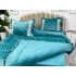 Lenjerie pat dublu, Catifea Deluxe, cu pliuri brodate, 4 piese, Jojo Home, Turquoise [8]