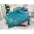 Lenjerie pat dublu, Catifea Deluxe, cu pliuri brodate, 4 piese, Jojo Home, Turquoise [10]